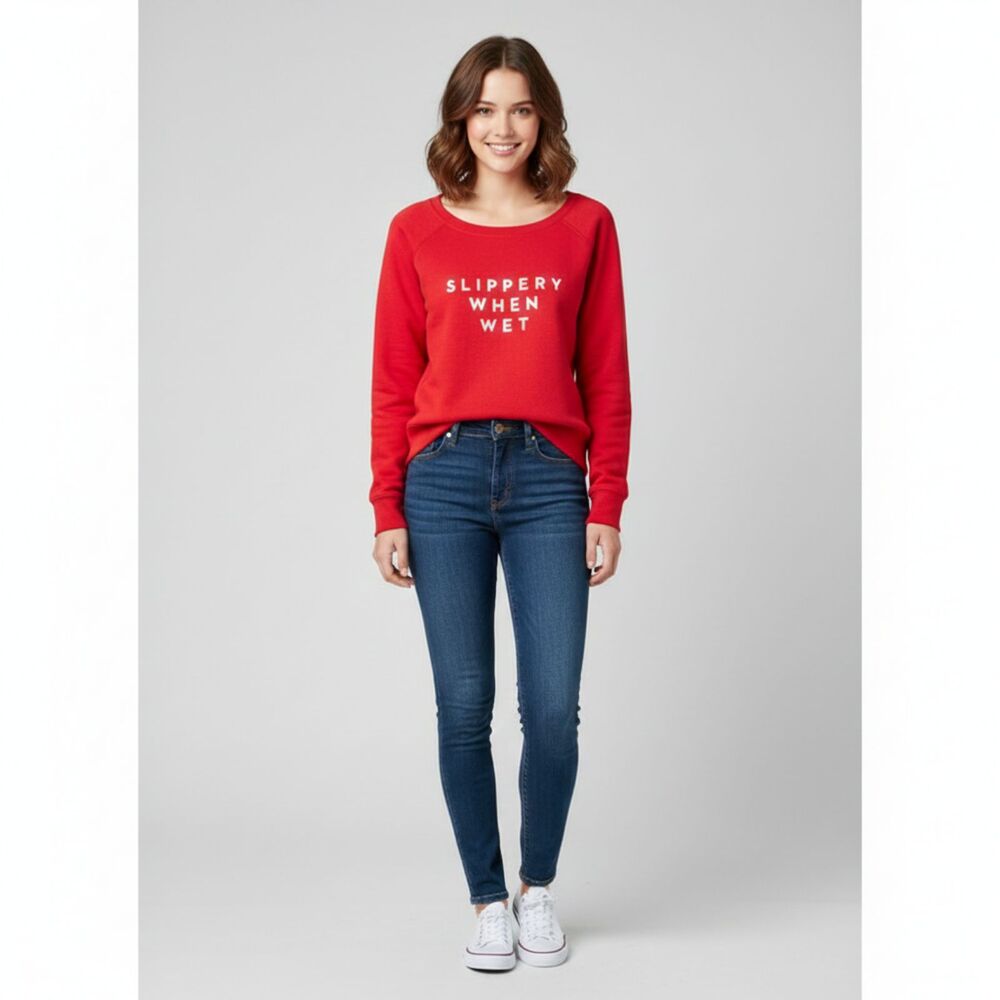 NWT MILLY Slippery When Wet Fleece Sweatshirt Crewneck Cotton Pullover Sz PS